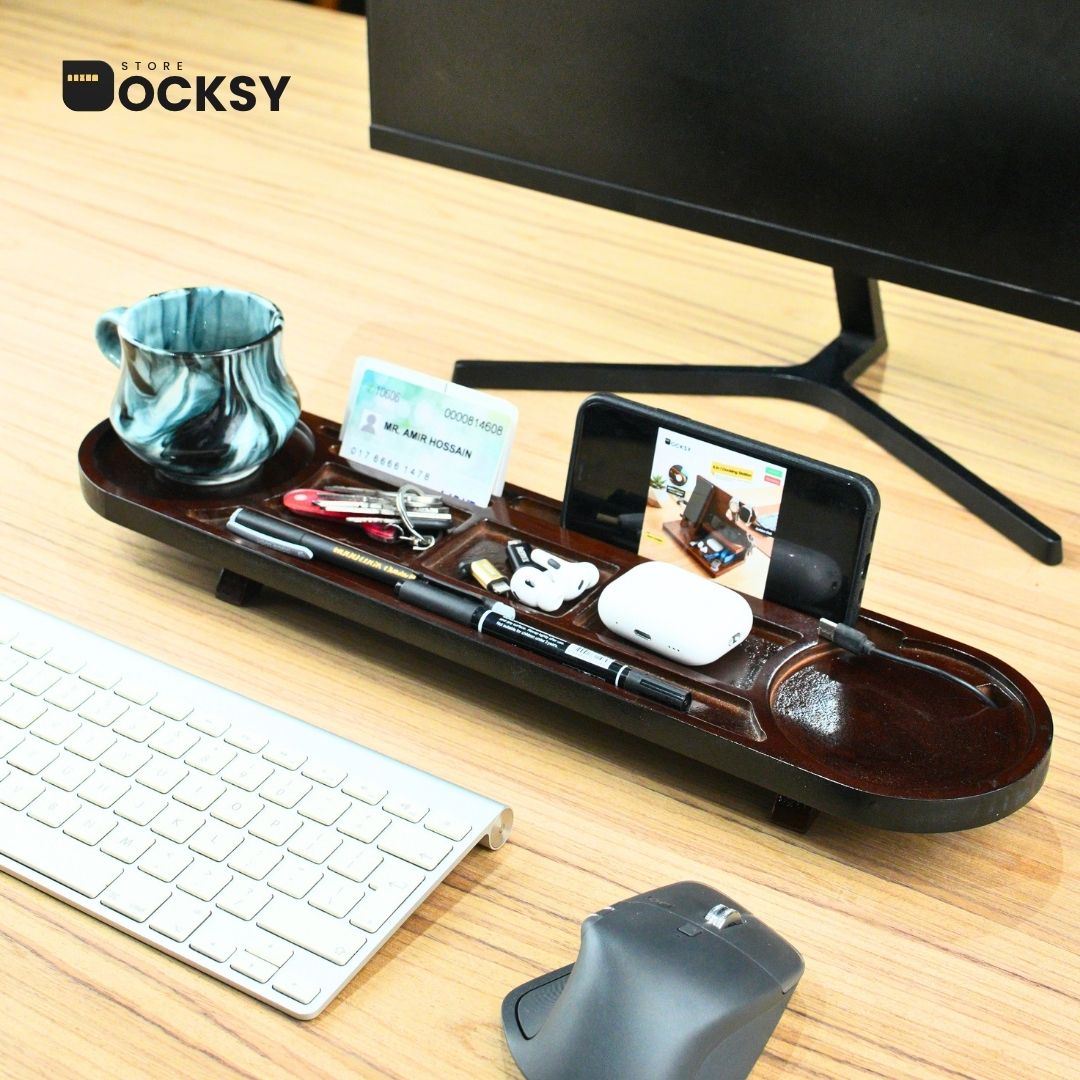 Docksy Under-Monitor Wooden Shelf Organizer