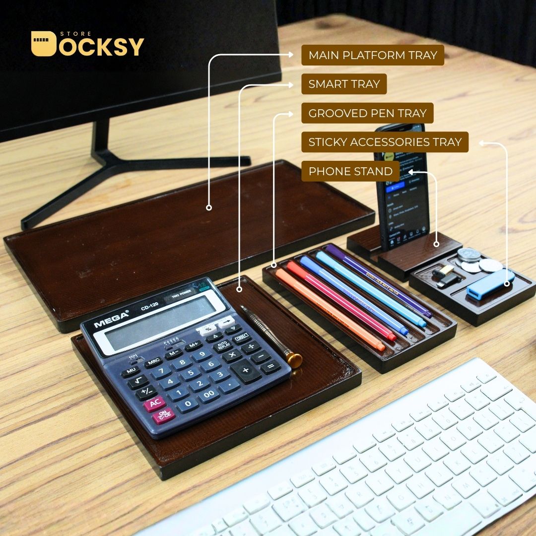Premium 5-Piece Modular Desk Organizer Tray Set