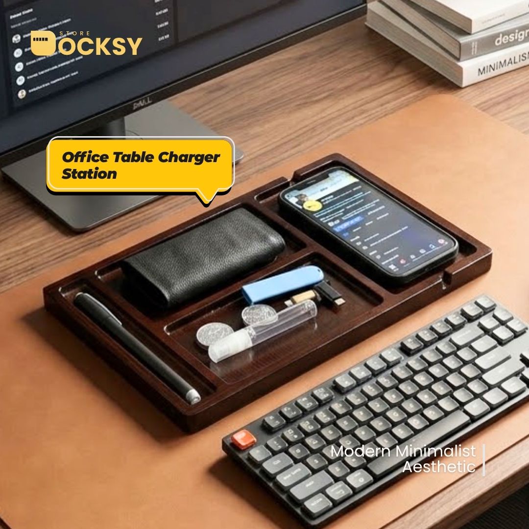 Minimalist Office Table Charging Station