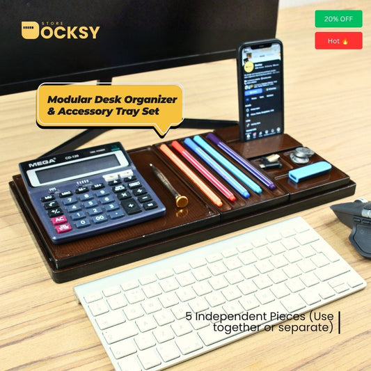 Premium 5-Piece Modular Desk Organizer Tray Set