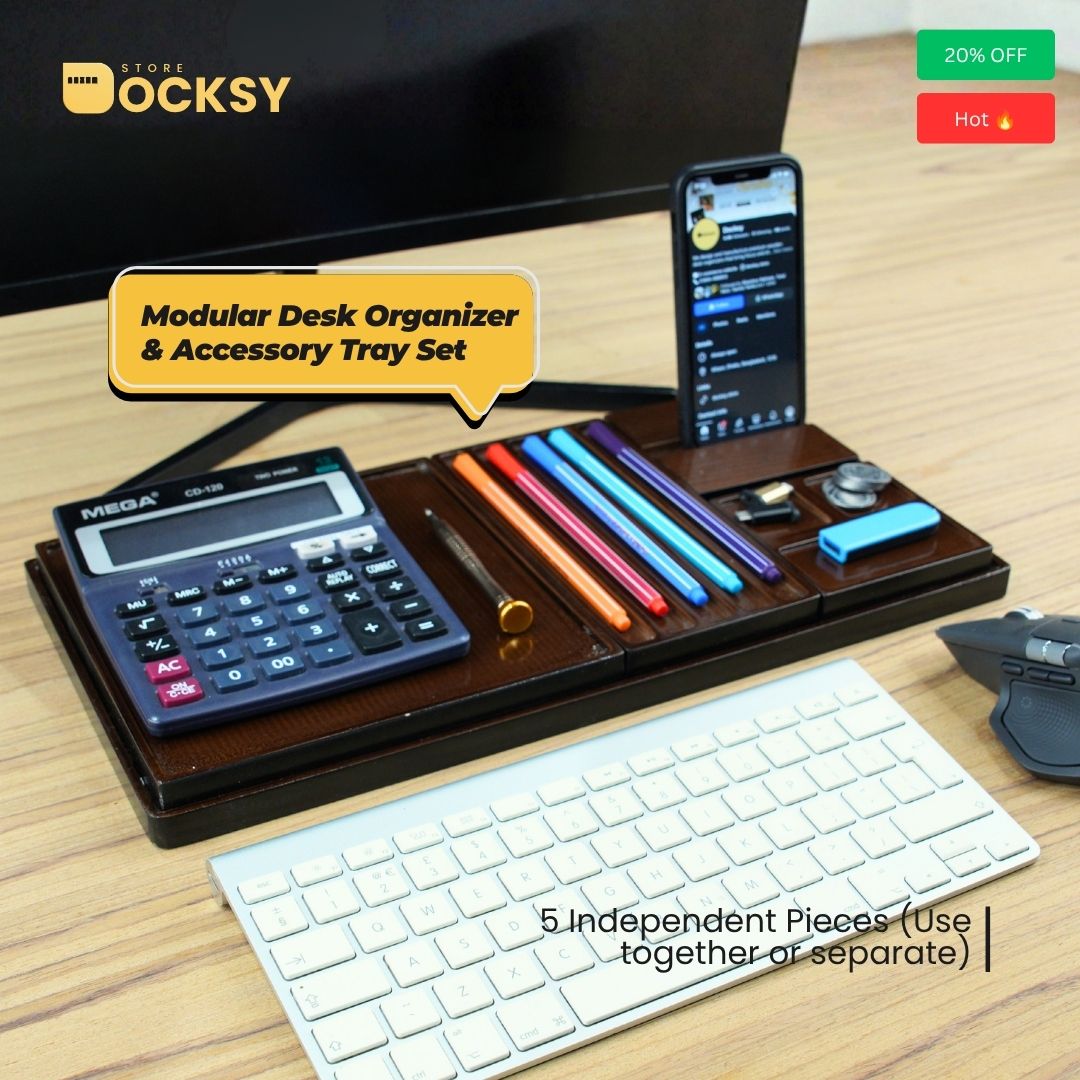 Premium 5-Piece Modular Desk Organizer Tray Set
