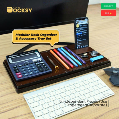 Premium 5-Piece Modular Desk Organizer Tray Set