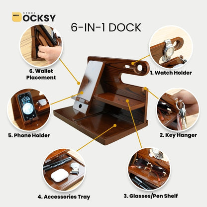 6-in-1 Docking Station with Dedicated Wireless Magnetic Charger Slot