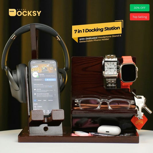 Premium Wooden Desk Docking Station (7-in-1 & 6-in-1)