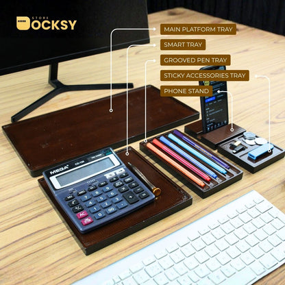 Premium 5-Piece Modular Desk Organizer Tray Set