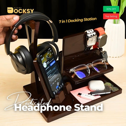 7-in-1 Docking Station With Dedicated Headphone Stand & Detachable Phone Holder