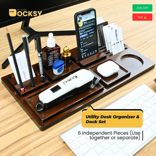 Premium 6-Piece Utility Desk Organizer Dock Set