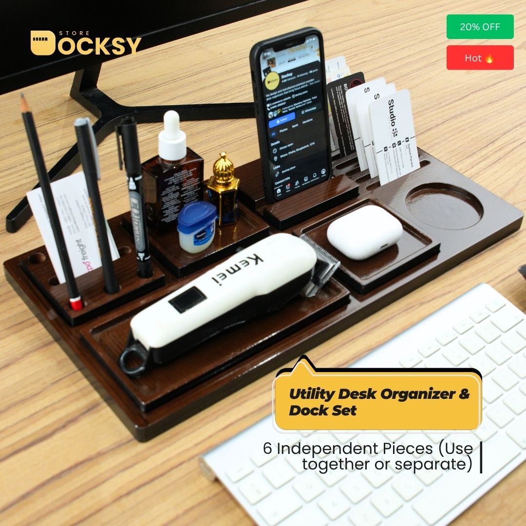 Premium 6-Piece Utility Desk Organizer Dock Set
