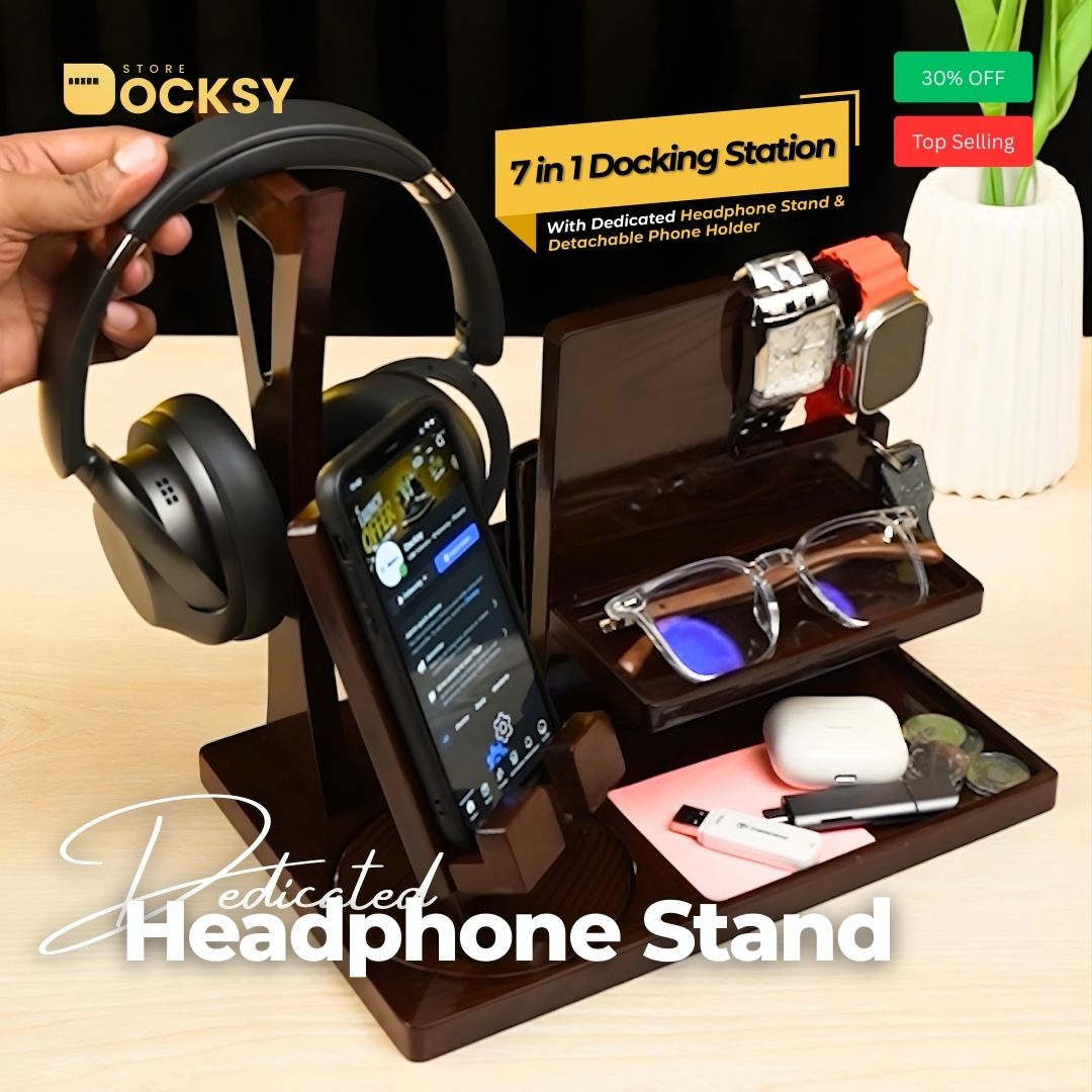 Premium Wooden Desk Docking Station (7-in-1 & 6-in-1)