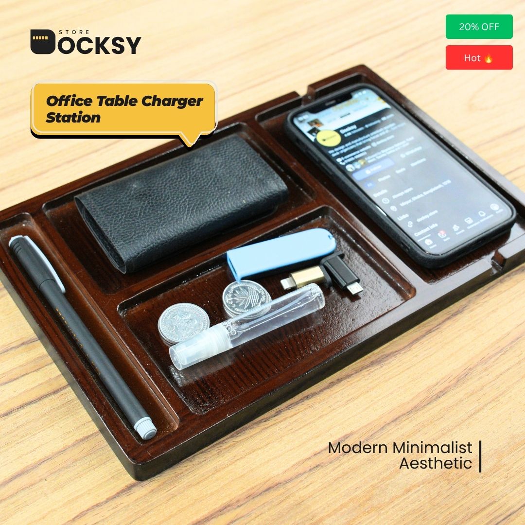 Minimalist Office Table Charging Station