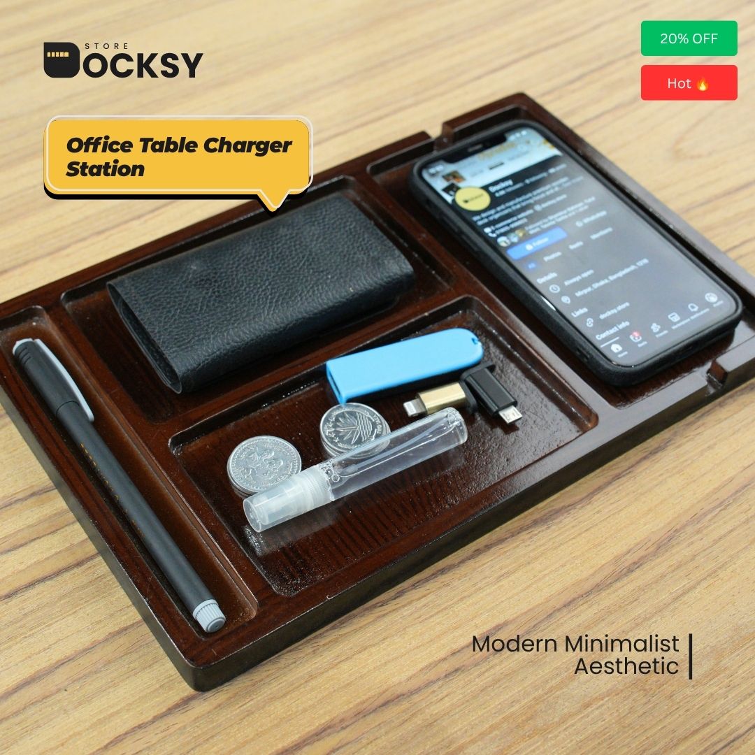 Minimalist Office Table Charging Station