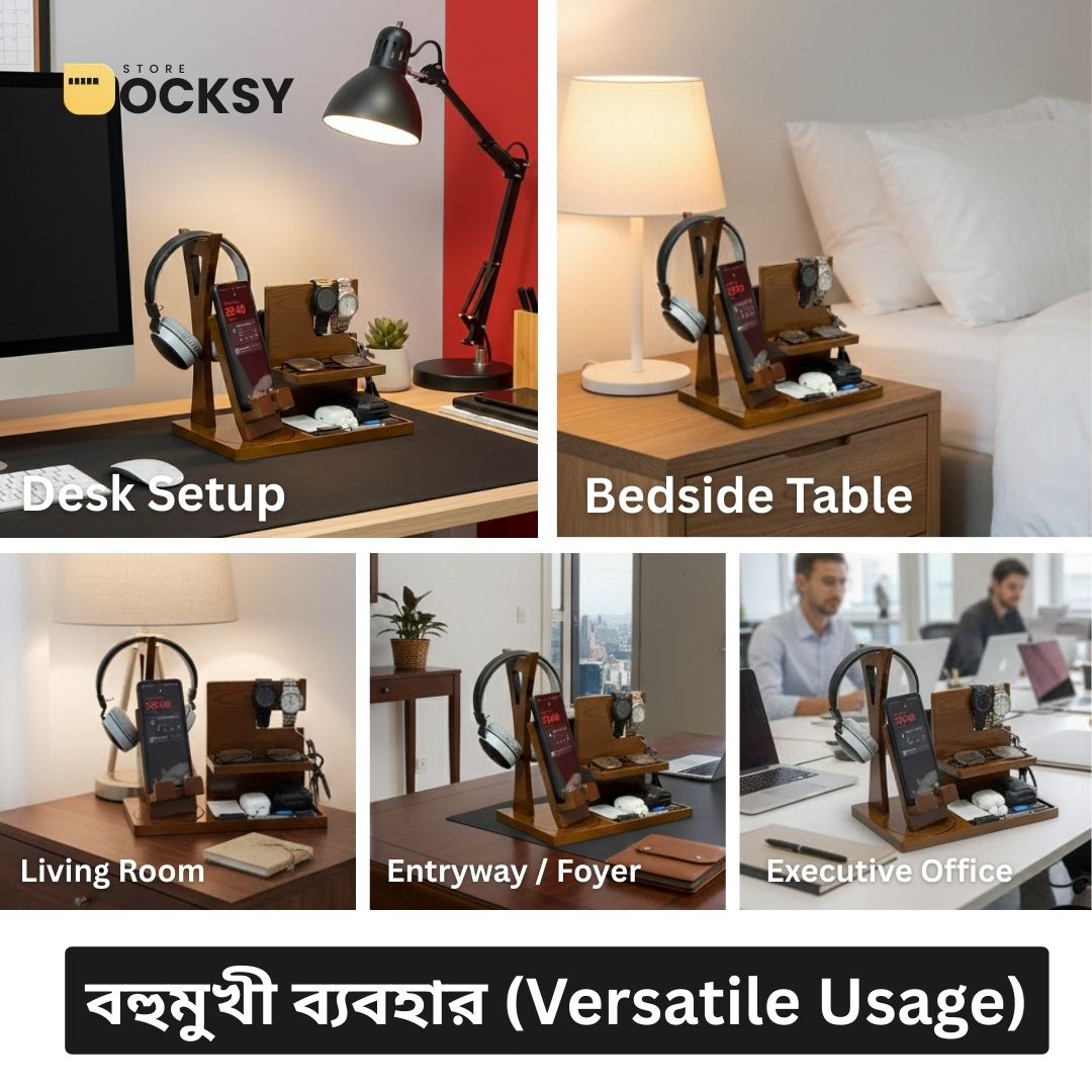 Premium Wooden Desk Docking Station (7-in-1 & 6-in-1)