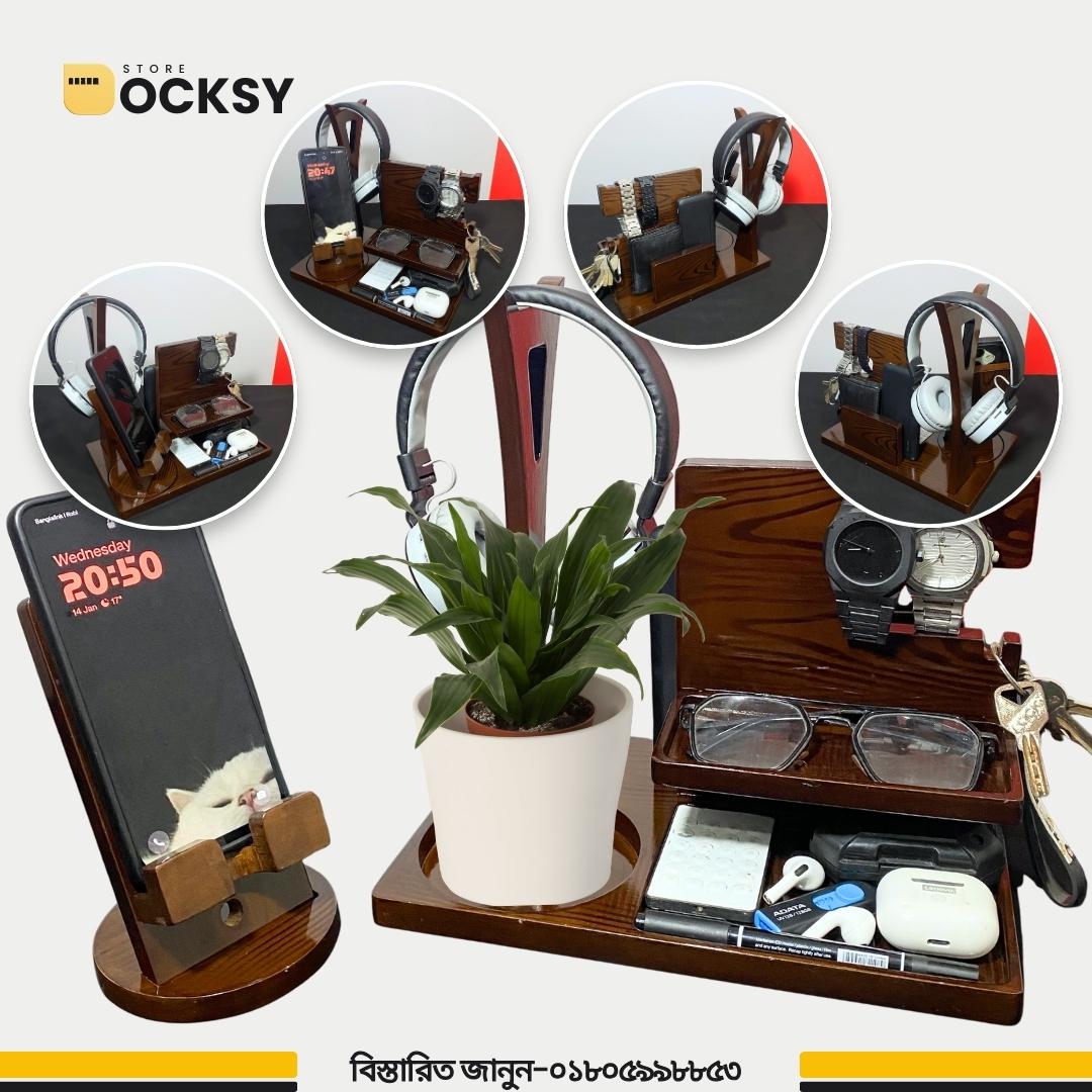Premium Wooden Desk Docking Station (7-in-1 & 6-in-1)