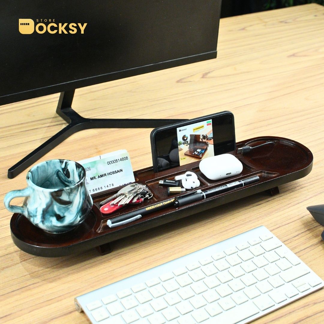 Docksy Under-Monitor Wooden Shelf Organizer