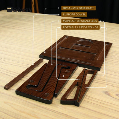 2-in-1 Multi-Functional Wooden Laptop Stand & Vertical Docking System