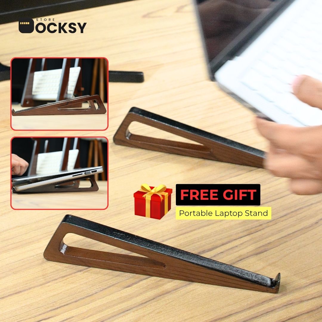 2-in-1 Multi-Functional Wooden Laptop Stand & Vertical Docking System