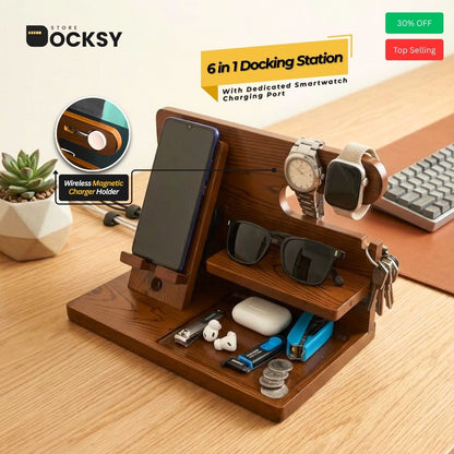 6-in-1 Docking Station with Dedicated Wireless Magnetic Charger Slot