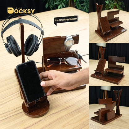 7-in-1 Docking Station With Dedicated Headphone Stand & Detachable Phone Holder