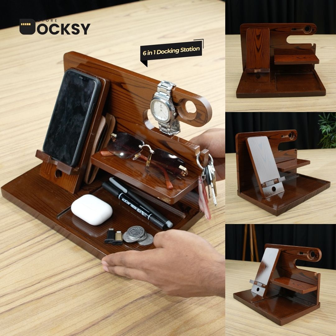 6-in-1 Docking Station with Dedicated Wireless Magnetic Charger Slot