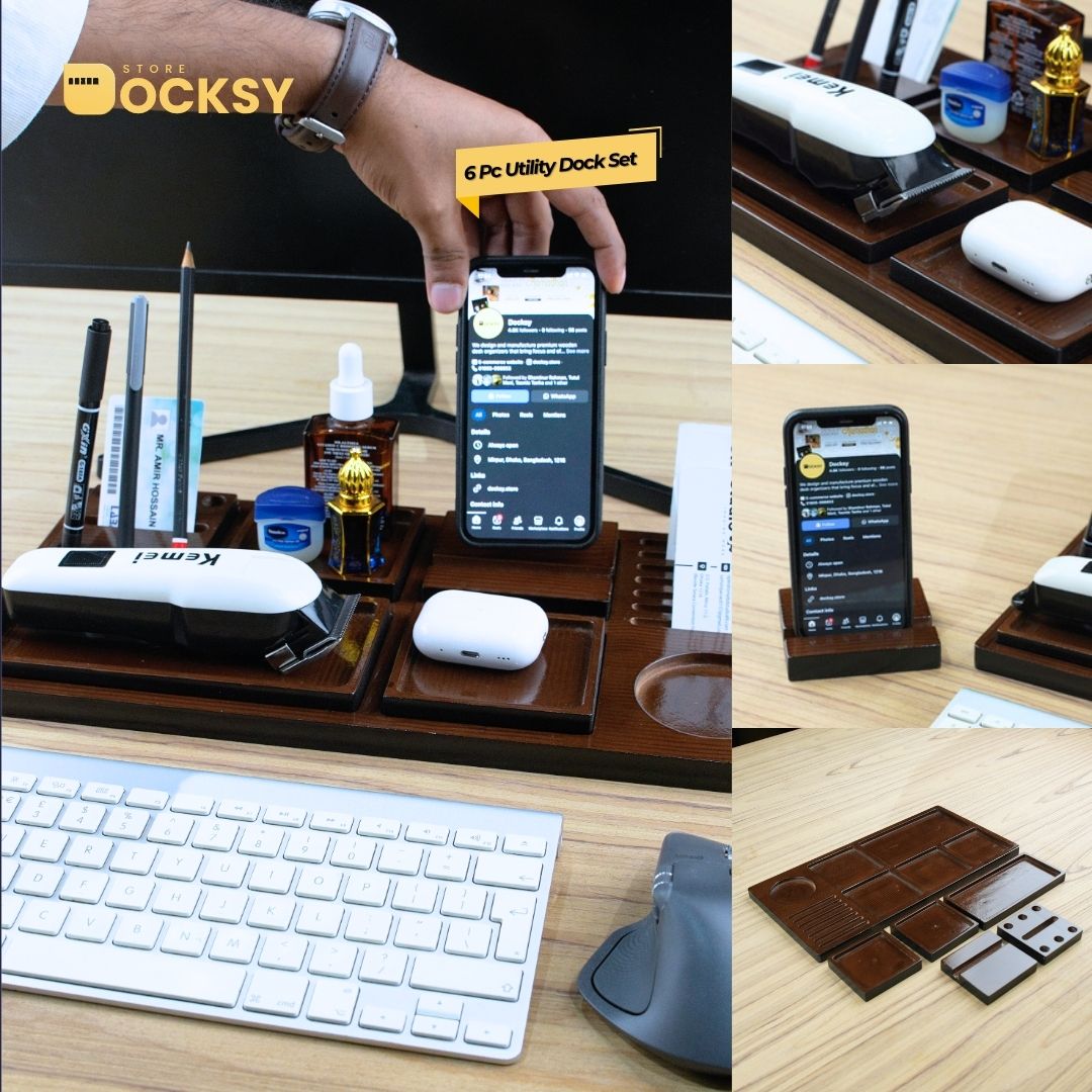 Premium 6-Piece Utility Desk Organizer Dock Set
