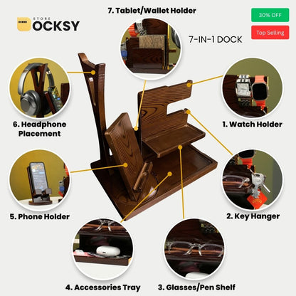 7-in-1 Docking Station With Dedicated Headphone Stand & Detachable Phone Holder