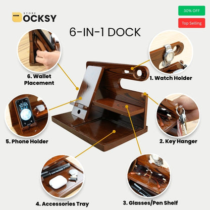 6-in-1 Docking Station with Dedicated Wireless Magnetic Charger Slot