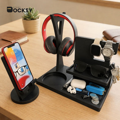 7-in-1 Docking Station With Dedicated Headphone Stand & Detachable Phone Holder