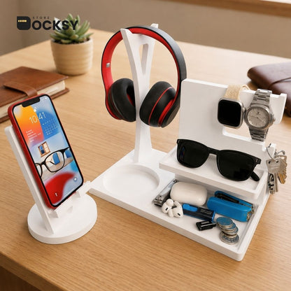 7-in-1 Docking Station With Dedicated Headphone Stand & Detachable Phone Holder