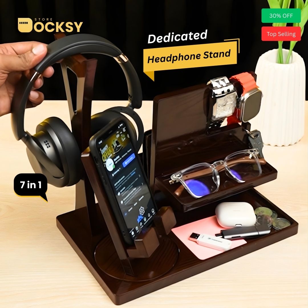Premium Wooden Desk Docking Station (7-in-1 & 6-in-1)