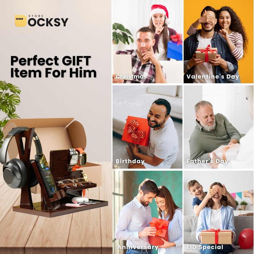 Premium Wooden Desk Docking Station (7-in-1 & 6-in-1)